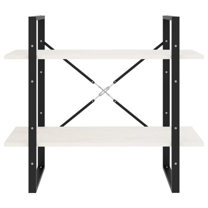 vidaXL 2-Tier Book Cabinet White 80x30x70 cm Solid Pine Wood