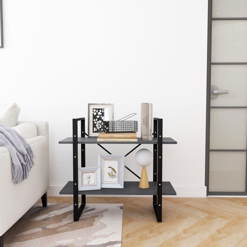vidaXL 2-Tier Book Cabinet Grey 80x30x70 cm Solid Pine Wood