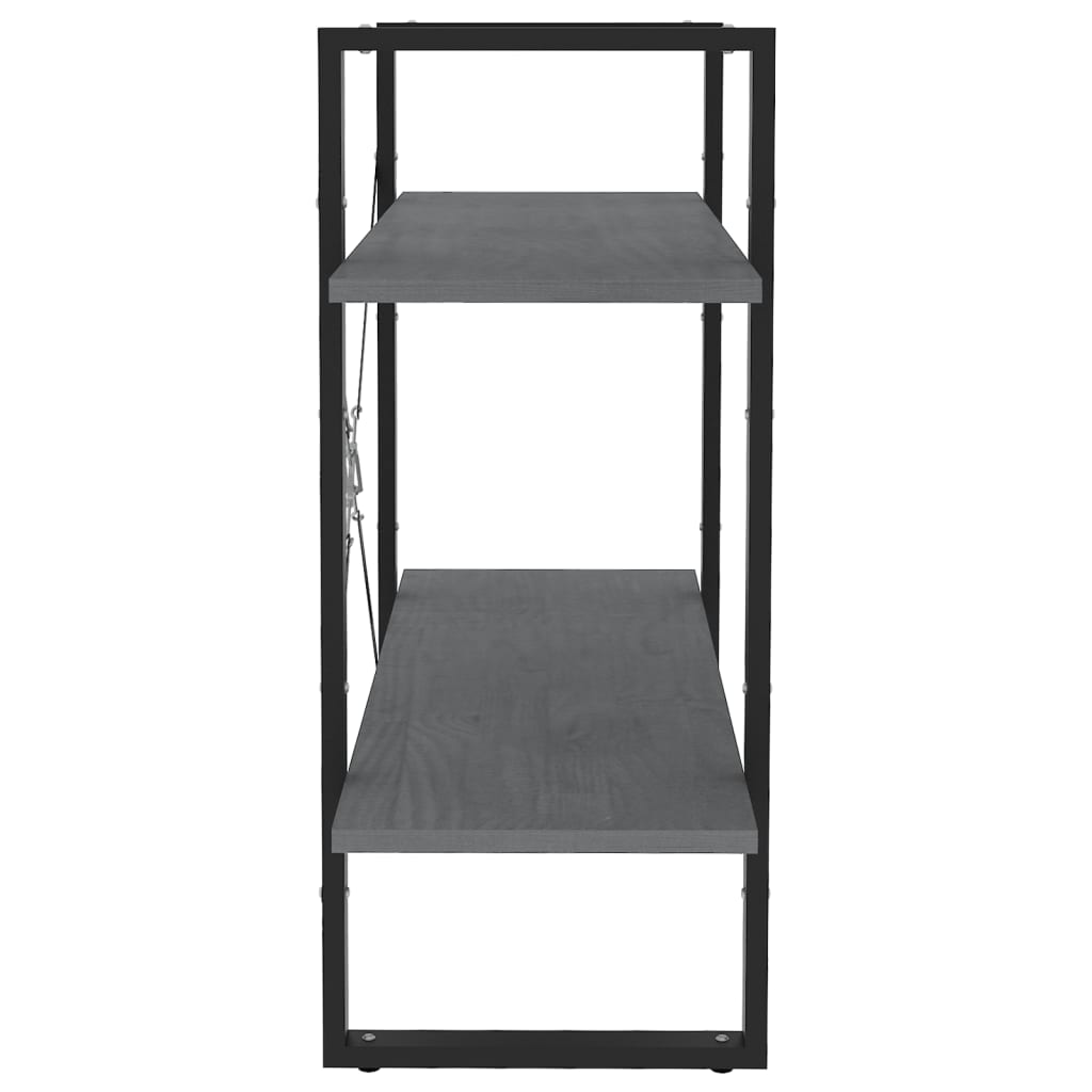 vidaXL 2-Tier Book Cabinet Grey 80x30x70 cm Solid Pine Wood
