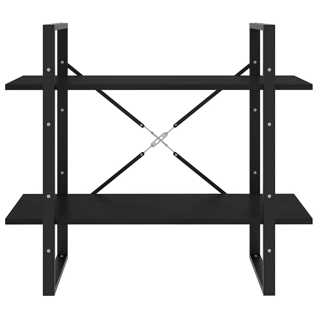 vidaXL 2-Tier Book Cabinet Black 80x30x70 cm Solid Pine Wood