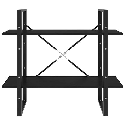 vidaXL 2-Tier Book Cabinet Black 80x30x70 cm Solid Pine Wood