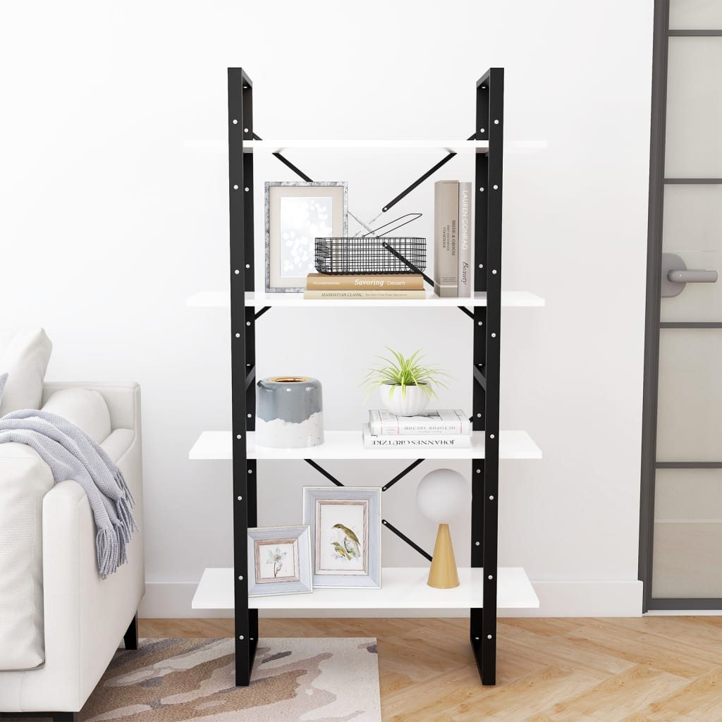 vidaXL 4-Tier Book Cabinet White 80x30x140 cm Engineered Wood