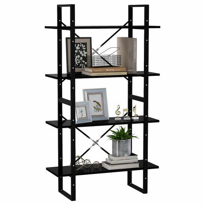 vidaXL 4-Tier Book Cabinet Black 80x30x140 cm Engineered Wood