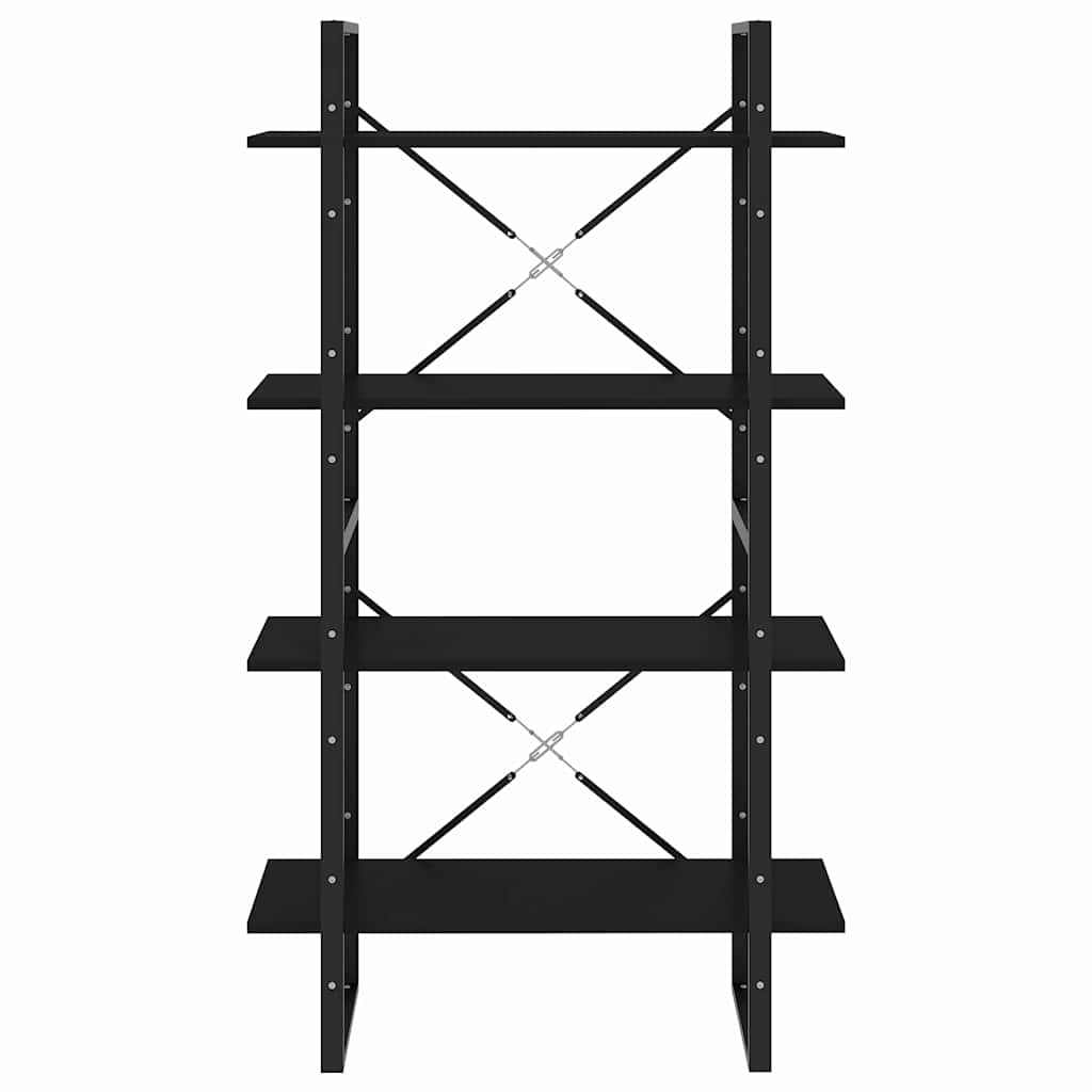 vidaXL 4-Tier Book Cabinet Black 80x30x140 cm Engineered Wood