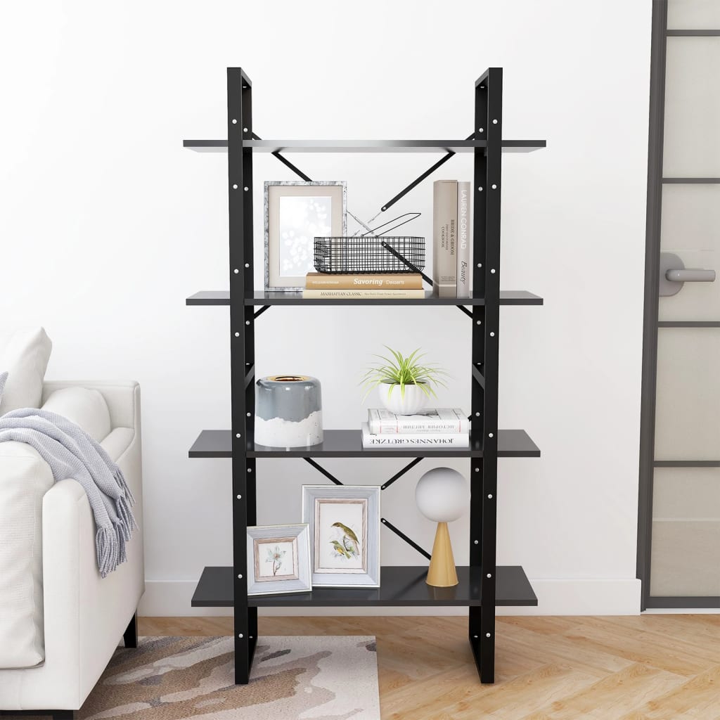 vidaXL 4-Tier Book Cabinet Grey 80x30x140 cm Engineered Wood