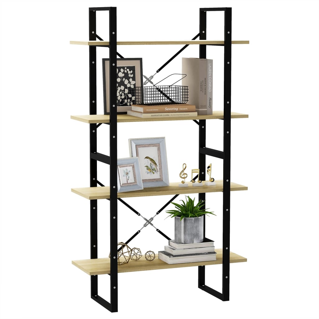 vidaXL 4-Tier Book Cabinet Sonoma Oak 80x30x140 cm Engineered Wood - Brown