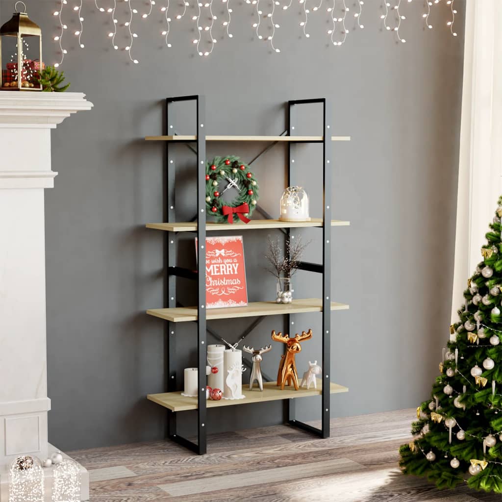 vidaXL 4-Tier Book Cabinet Sonoma Oak 80x30x140 cm Engineered Wood - Brown
