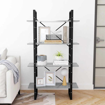vidaXL 4-Tier Book Cabinet Concrete Grey 80x30x140 cm Engineered Wood