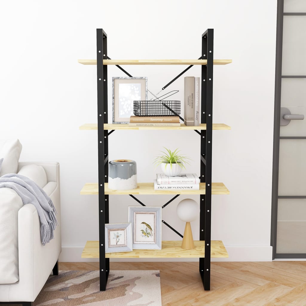 vidaXL 4-Tier Book Cabinet 80x30x140 cm Solid Pine Wood - Brown