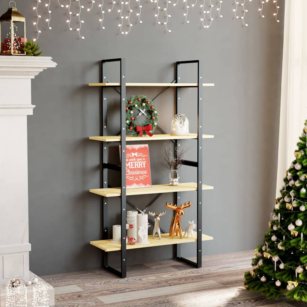 vidaXL 4-Tier Book Cabinet 80x30x140 cm Solid Pine Wood - Brown