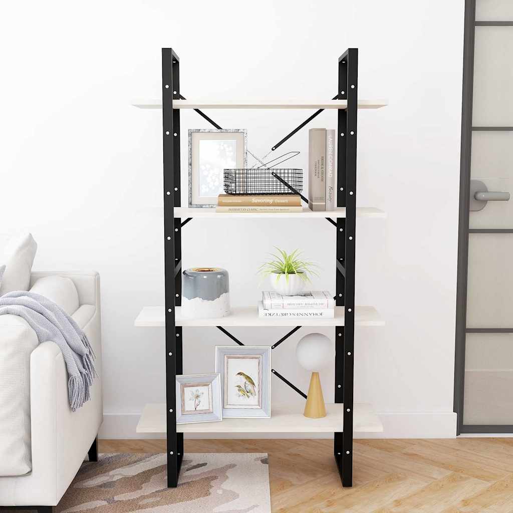 vidaXL 4-Tier Book Cabinet White 80x30x140 cm Solid Pine Wood