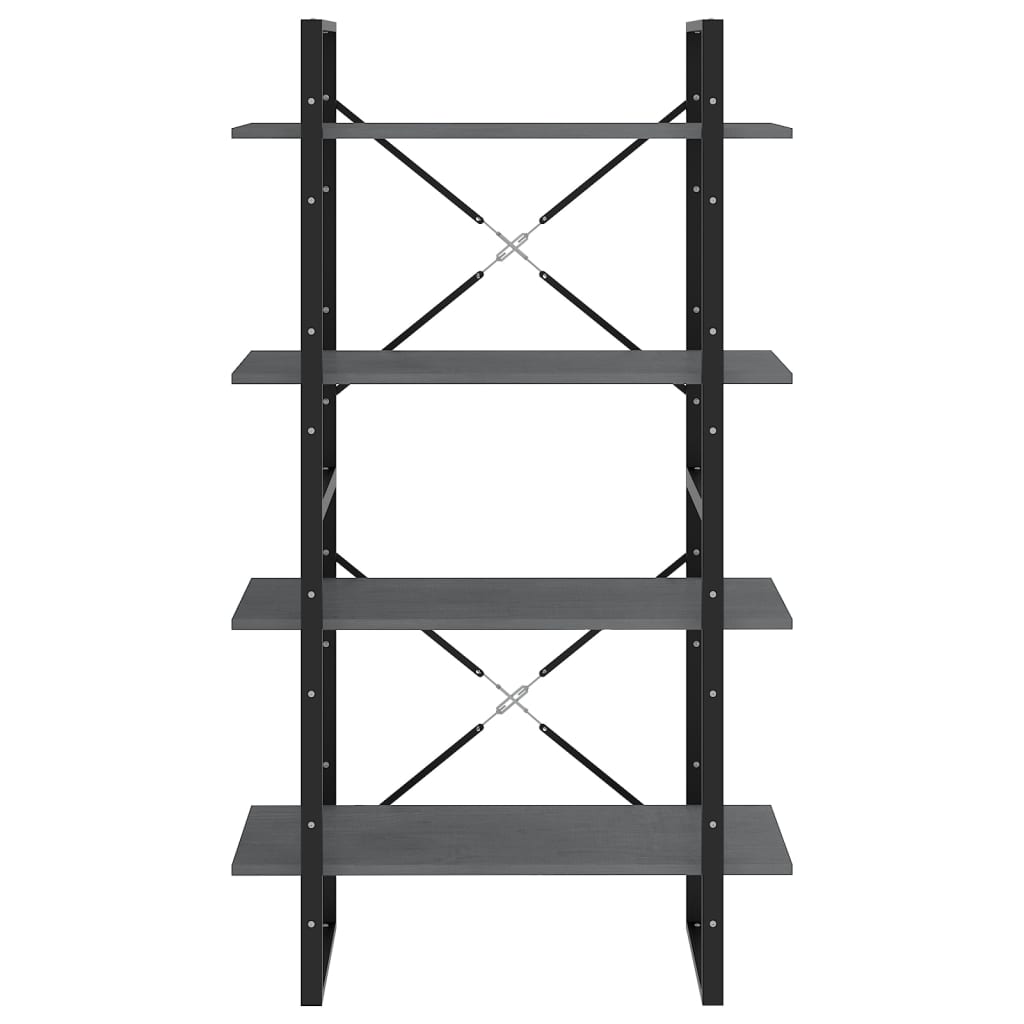 vidaXL 4-Tier Book Cabinet Grey 80x30x140 cm Solid Pine Wood