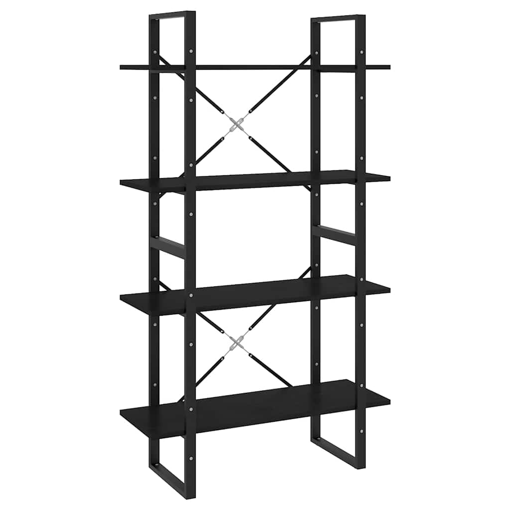 vidaXL 4-Tier Book Cabinet Black 80x30x140 cm Solid Pine Wood