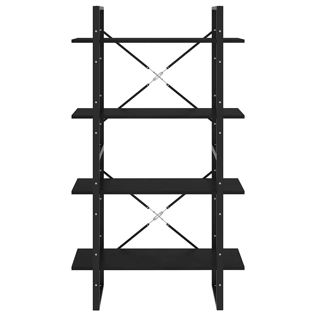 vidaXL 4-Tier Book Cabinet Black 80x30x140 cm Solid Pine Wood