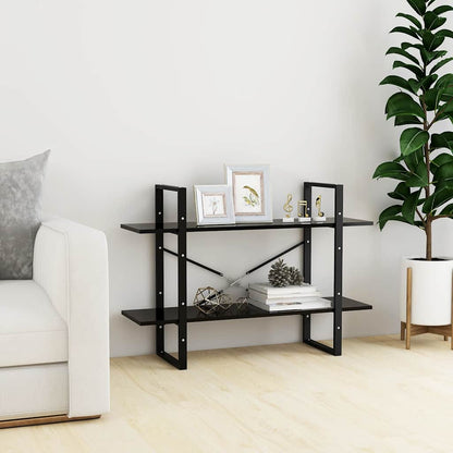 vidaXL 2-Tier Book Cabinet Black 100x30x70 cm Engineered Wood