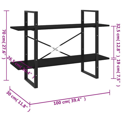 vidaXL 2-Tier Book Cabinet Black 100x30x70 cm Engineered Wood