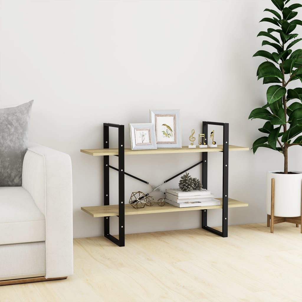 vidaXL 2-Tier Book Cabinet Sonoma Oak 100x30x70 cm Engineered Wood - Brown