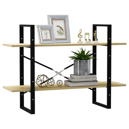 vidaXL 2-Tier Book Cabinet Sonoma Oak 100x30x70 cm Engineered Wood - Brown