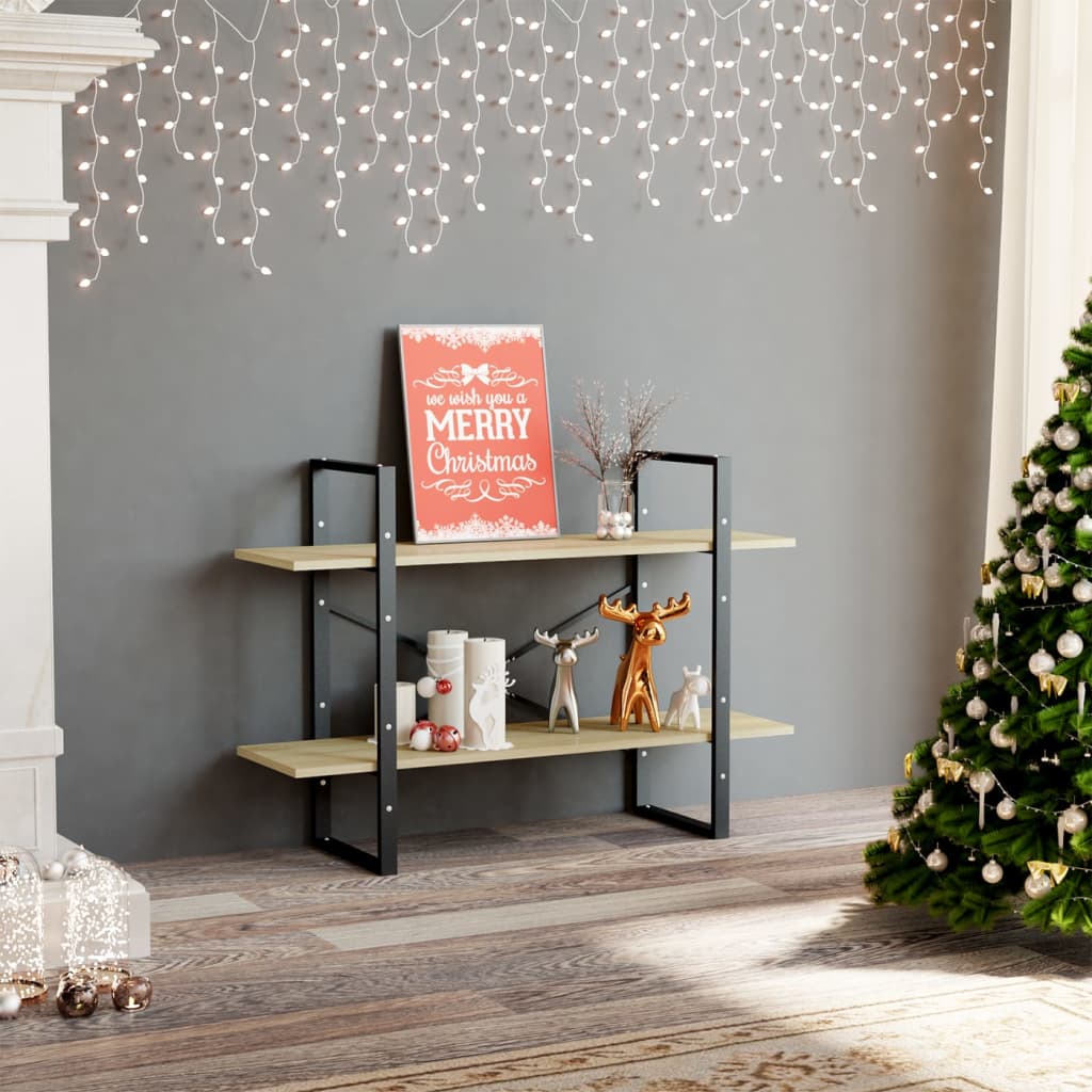 vidaXL 2-Tier Book Cabinet Sonoma Oak 100x30x70 cm Engineered Wood - Brown