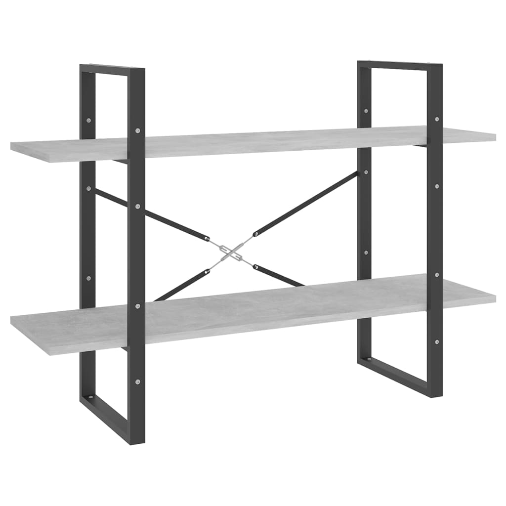 vidaXL 2-Tier Book Cabinet Concrete Grey 100x30x70 cm Engineered Wood