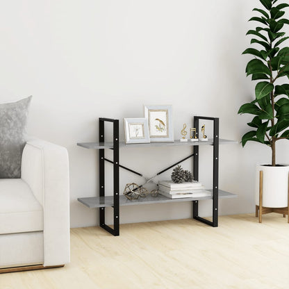 vidaXL 2-Tier Book Cabinet Concrete Grey 100x30x70 cm Engineered Wood