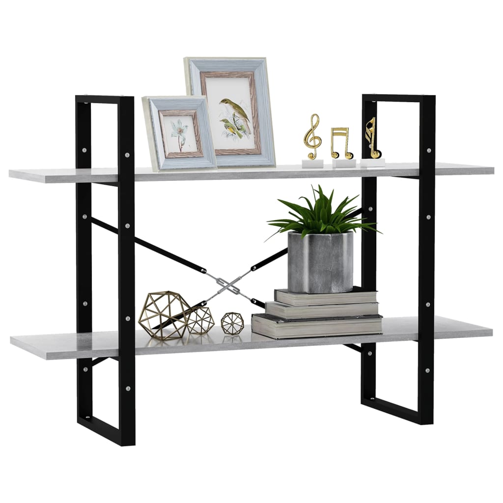vidaXL 2-Tier Book Cabinet Concrete Grey 100x30x70 cm Engineered Wood
