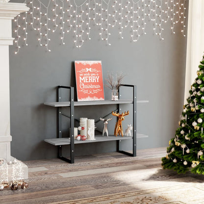 vidaXL 2-Tier Book Cabinet Concrete Grey 100x30x70 cm Engineered Wood