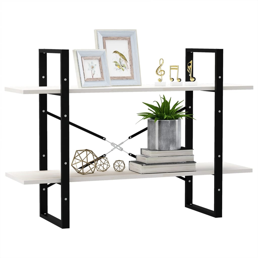 vidaXL 2-Tier Book Cabinet White 100x30x70 cm Solid Pine Wood