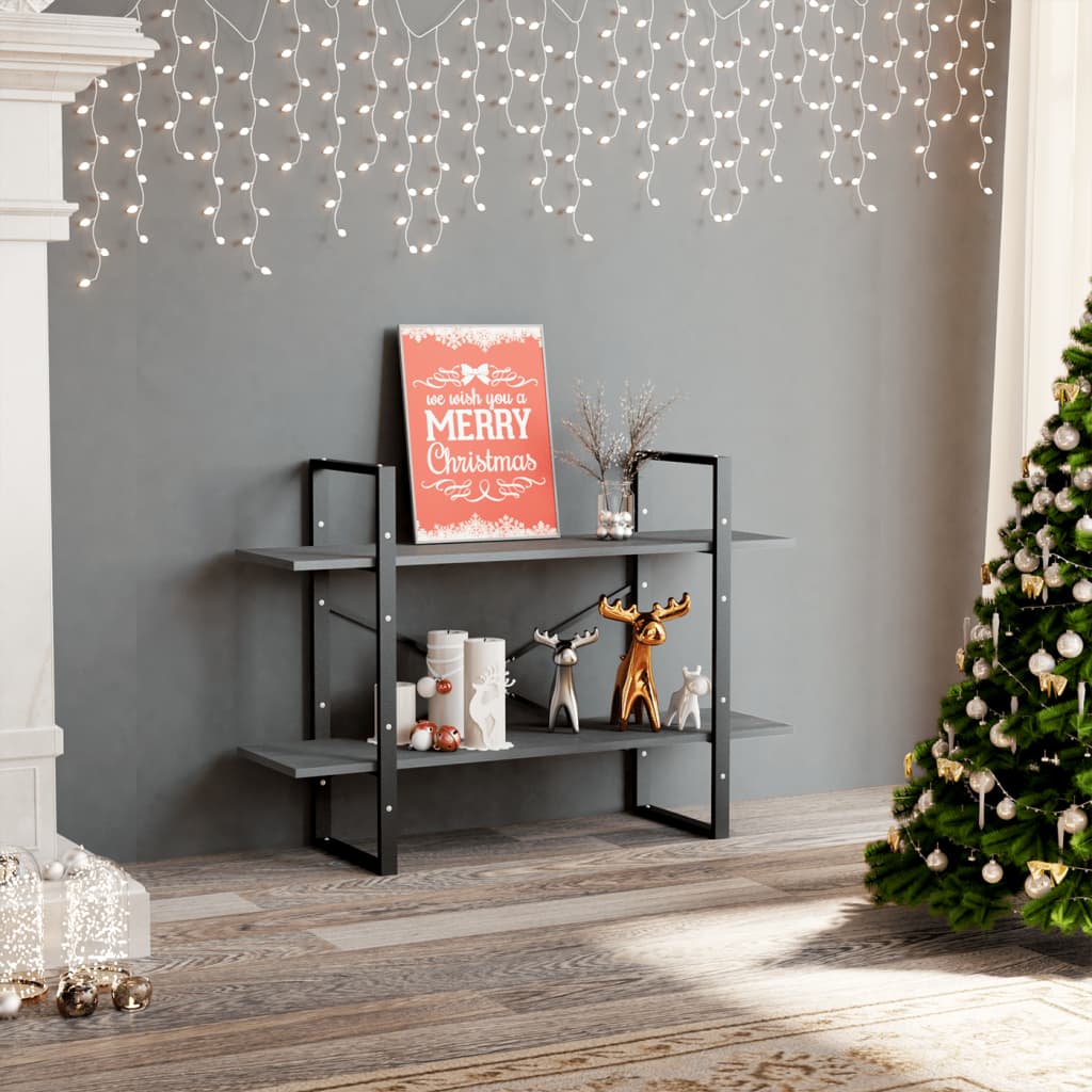 vidaXL 2-Tier Book Cabinet Grey 100x30x70 cm Solid Pine Wood