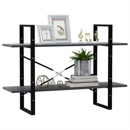 vidaXL 2-Tier Book Cabinet Grey 100x30x70 cm Solid Pine Wood