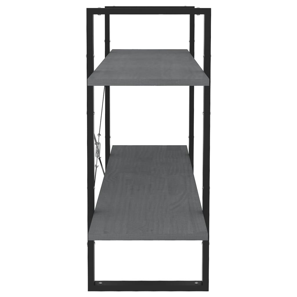 vidaXL 2-Tier Book Cabinet Grey 100x30x70 cm Solid Pine Wood
