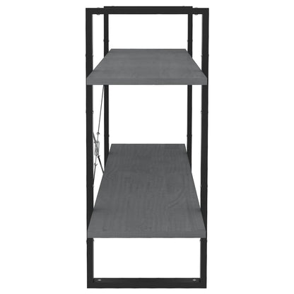 vidaXL 2-Tier Book Cabinet Grey 100x30x70 cm Solid Pine Wood