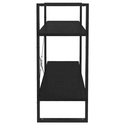 vidaXL 2-Tier Book Cabinet Black 100x30x70 cm Solid Pine Wood