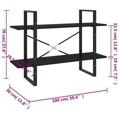 vidaXL 2-Tier Book Cabinet Black 100x30x70 cm Solid Pine Wood