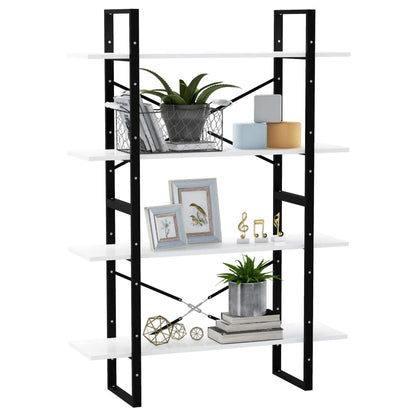 vidaXL 4-Tier Book Cabinet White 100x30x140 cm Engineered Wood