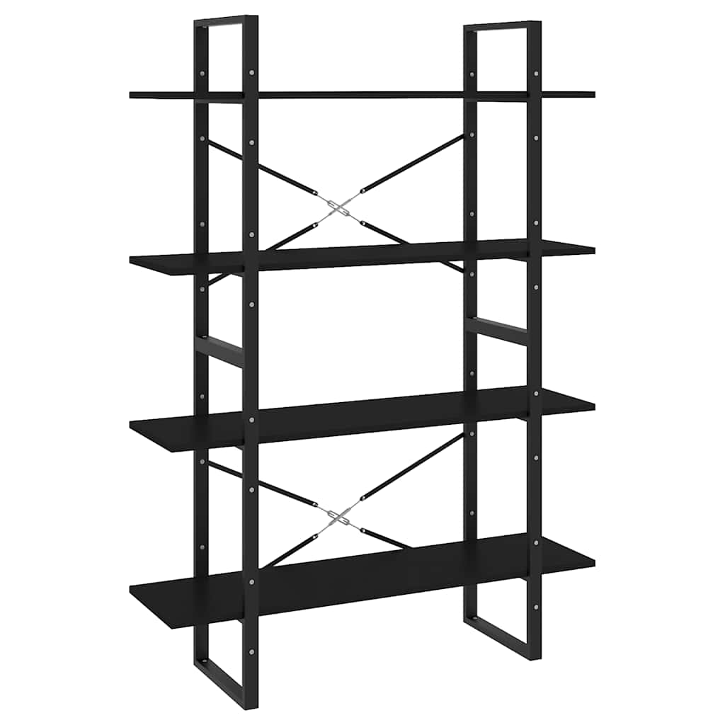 vidaXL 4-Tier Book Cabinet Black 100x30x140 cm Engineered Wood