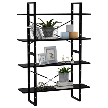 vidaXL 4-Tier Book Cabinet Black 100x30x140 cm Engineered Wood