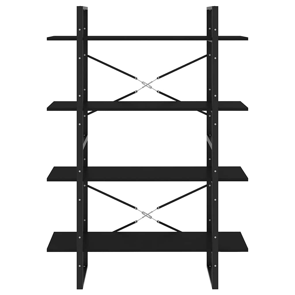 vidaXL 4-Tier Book Cabinet Black 100x30x140 cm Engineered Wood