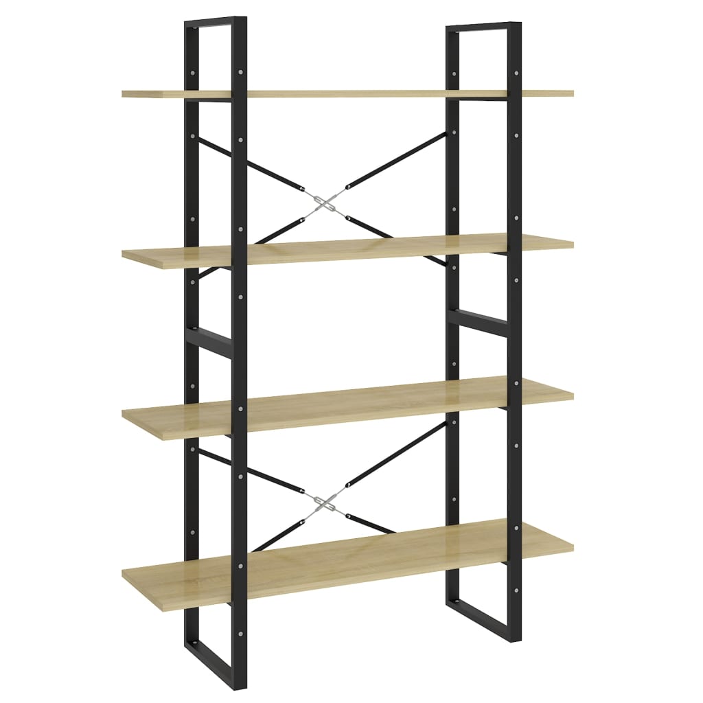 vidaXL 4-Tier Book Cabinet Sonoma Oak 100x30x140 cm Engineered Wood - Brown