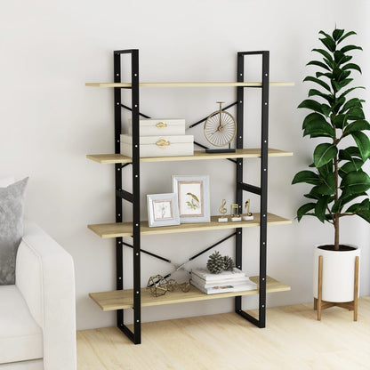 vidaXL 4-Tier Book Cabinet Sonoma Oak 100x30x140 cm Engineered Wood - Brown