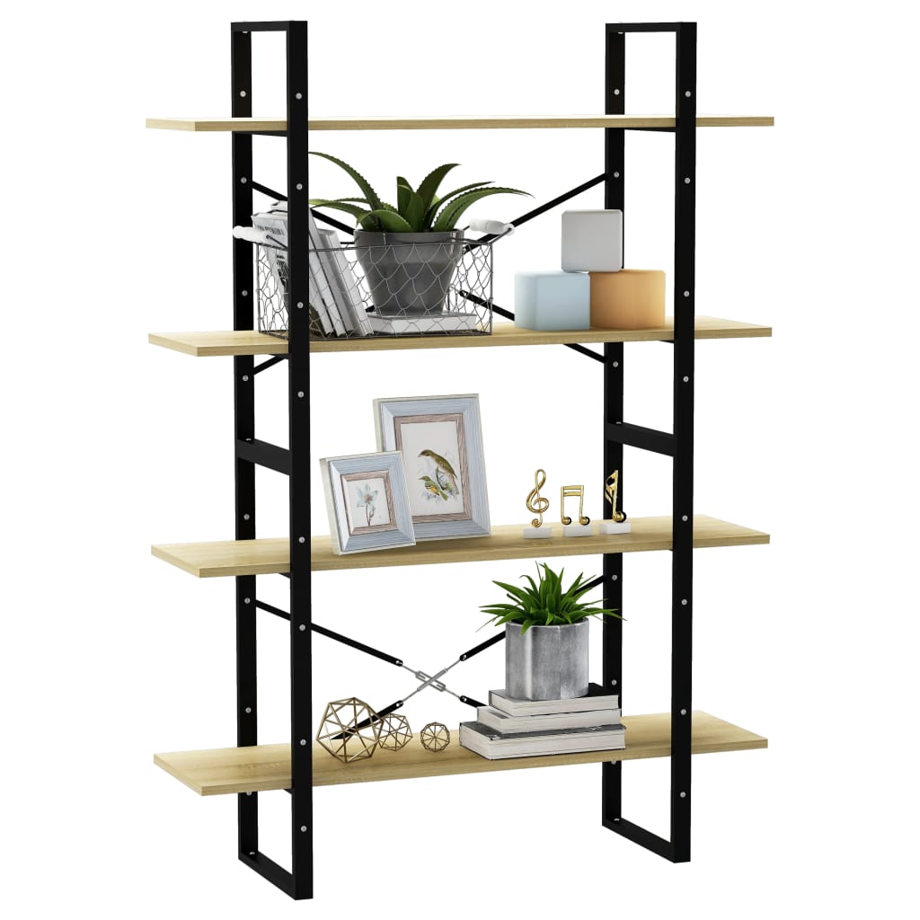vidaXL 4-Tier Book Cabinet Sonoma Oak 100x30x140 cm Engineered Wood - Brown