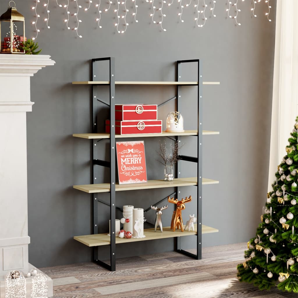 vidaXL 4-Tier Book Cabinet Sonoma Oak 100x30x140 cm Engineered Wood - Brown