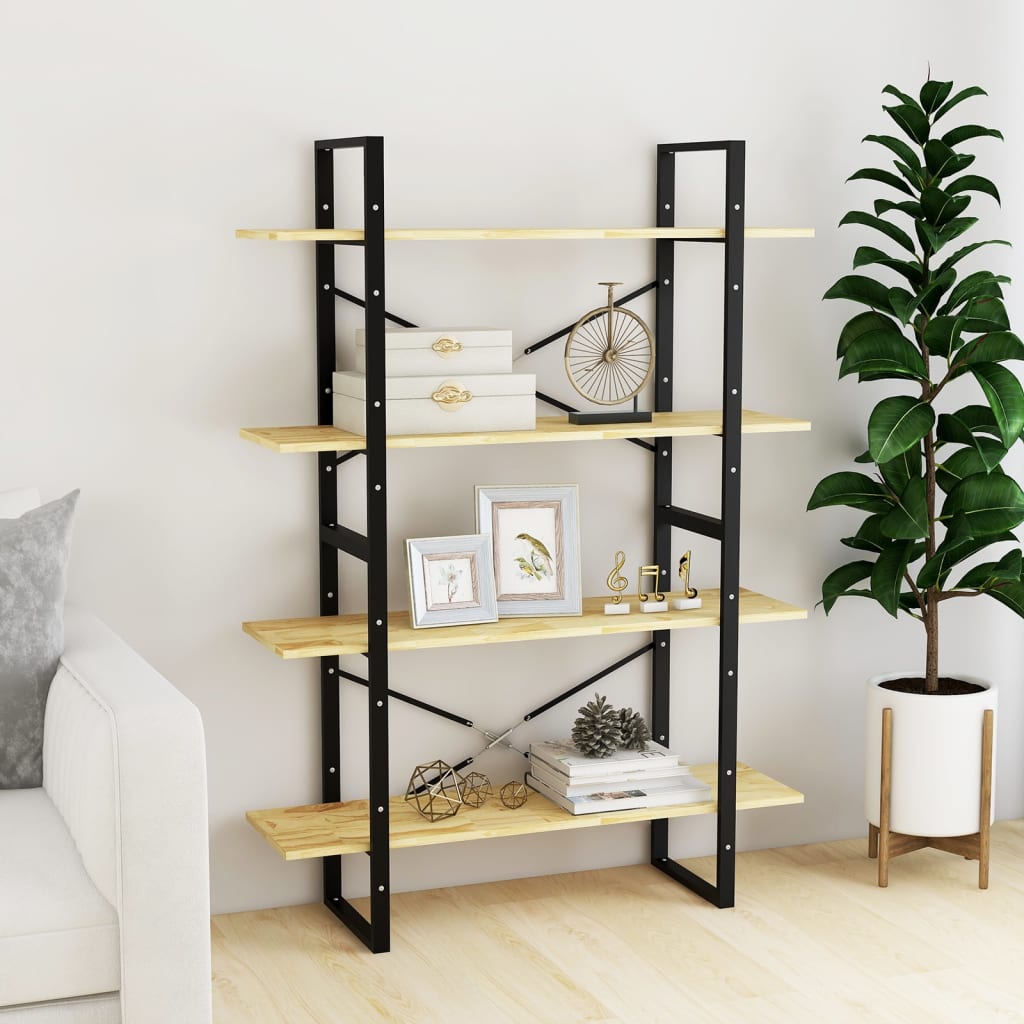 vidaXL 4-Tier Book Cabinet 100x30x140 cm Solid Pine Wood - Brown