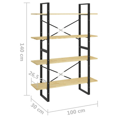 vidaXL 4-Tier Book Cabinet 100x30x140 cm Solid Pine Wood - Brown