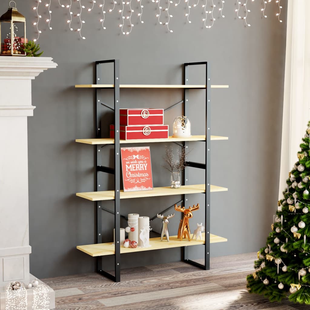 vidaXL 4-Tier Book Cabinet 100x30x140 cm Solid Pine Wood - Brown