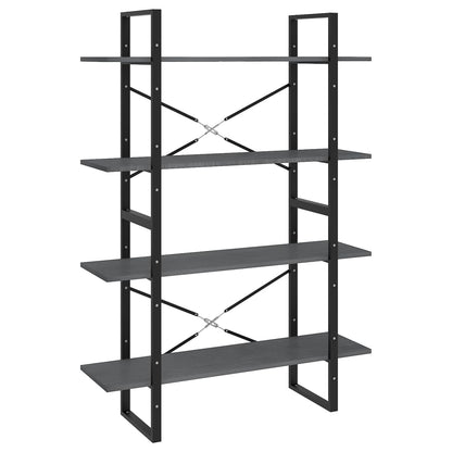 vidaXL 4-Tier Book Cabinet Grey 100x30x140 cm Solid Pine Wood