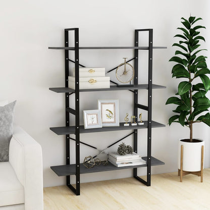 vidaXL 4-Tier Book Cabinet Grey 100x30x140 cm Solid Pine Wood