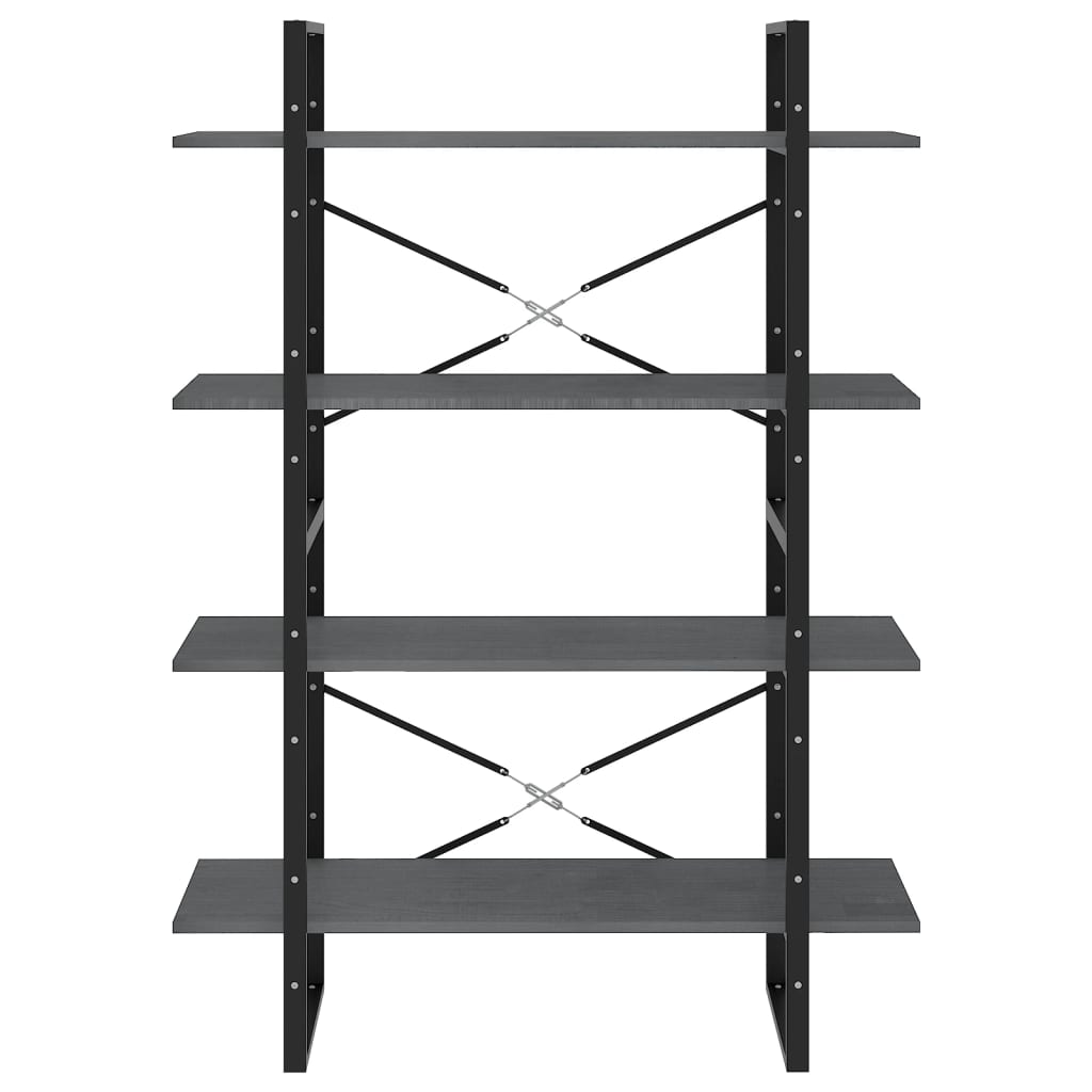 vidaXL 4-Tier Book Cabinet Grey 100x30x140 cm Solid Pine Wood