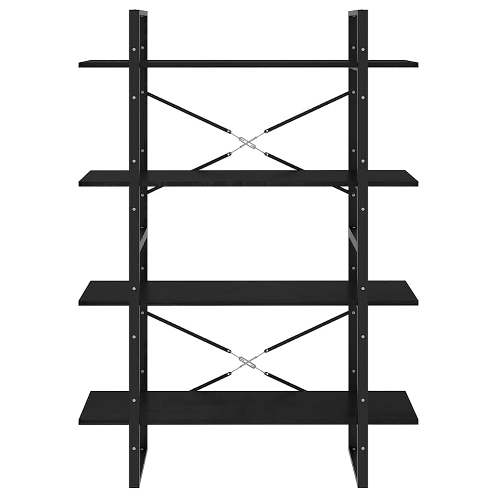 vidaXL 4-Tier Book Cabinet Black 100x30x140 cm Solid Pine Wood