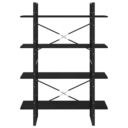 vidaXL 4-Tier Book Cabinet Black 100x30x140 cm Solid Pine Wood